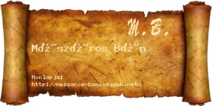 Mészáros Bán névjegykártya